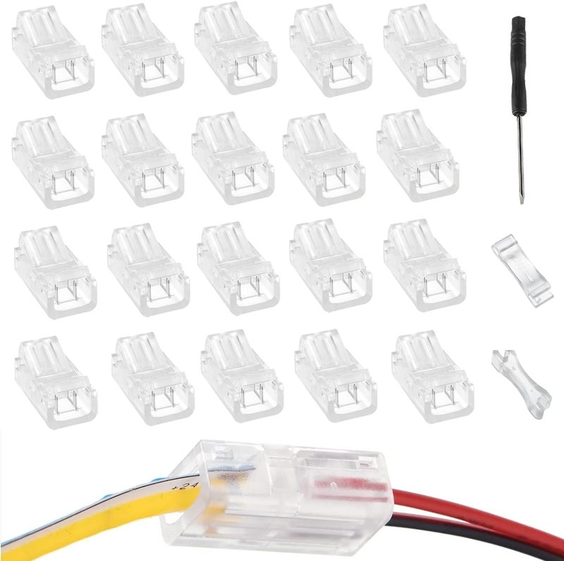 EPLZON موصل شريط LED 2 دبوس 8 مم موصل ضوء LED شريط إلى سلك موصل سريع محول أضواء RGB موصل إضاءة مسار خالية من الأسلاك لشرائط LED RGB 5050 (20 قطعة) - Image 1